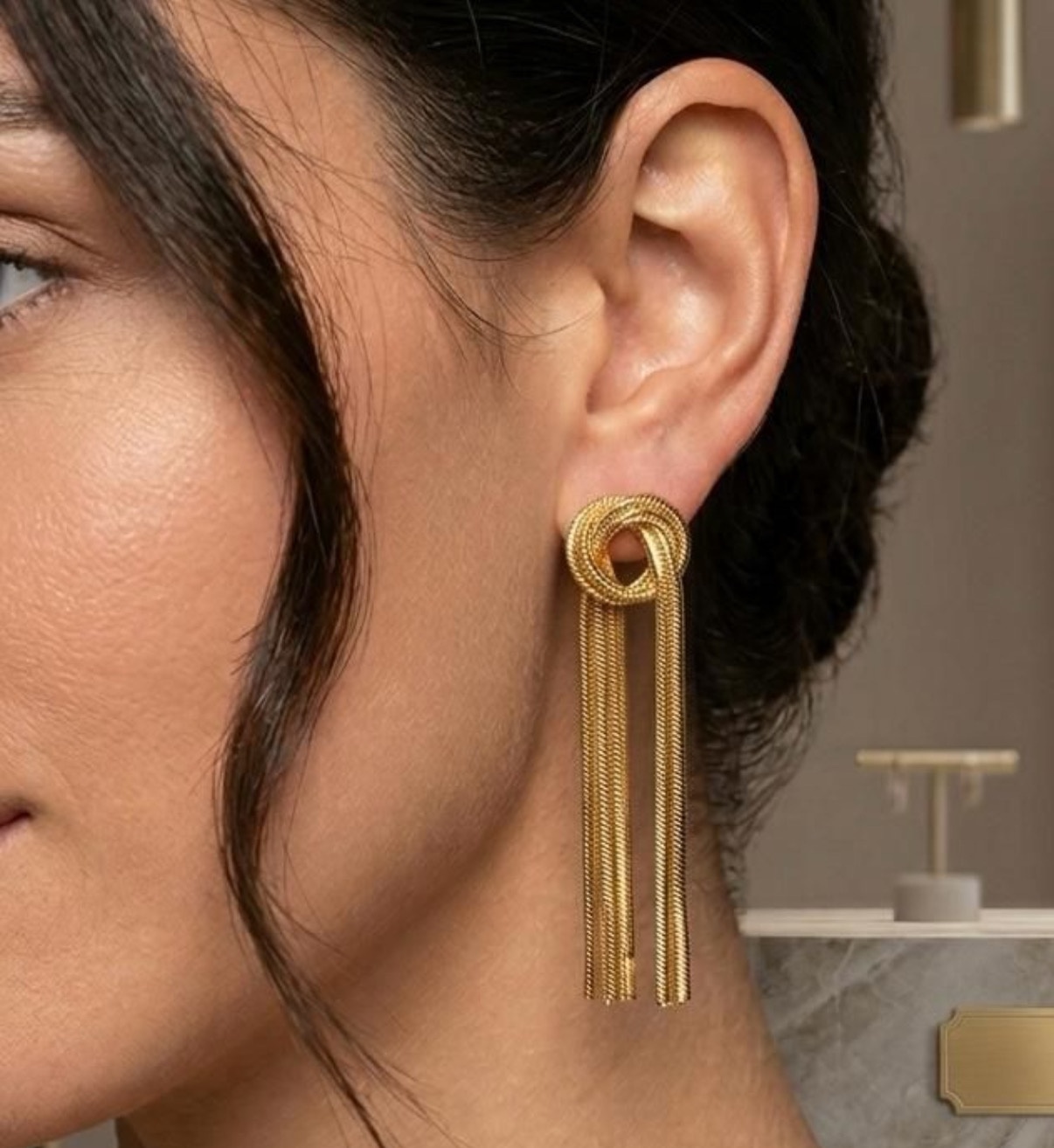 Long Earrings - Golden (FUER-1)