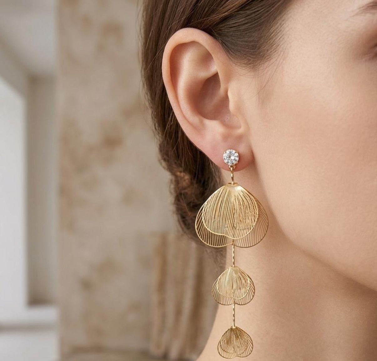 Long Earrings - Golden (FUER-23)