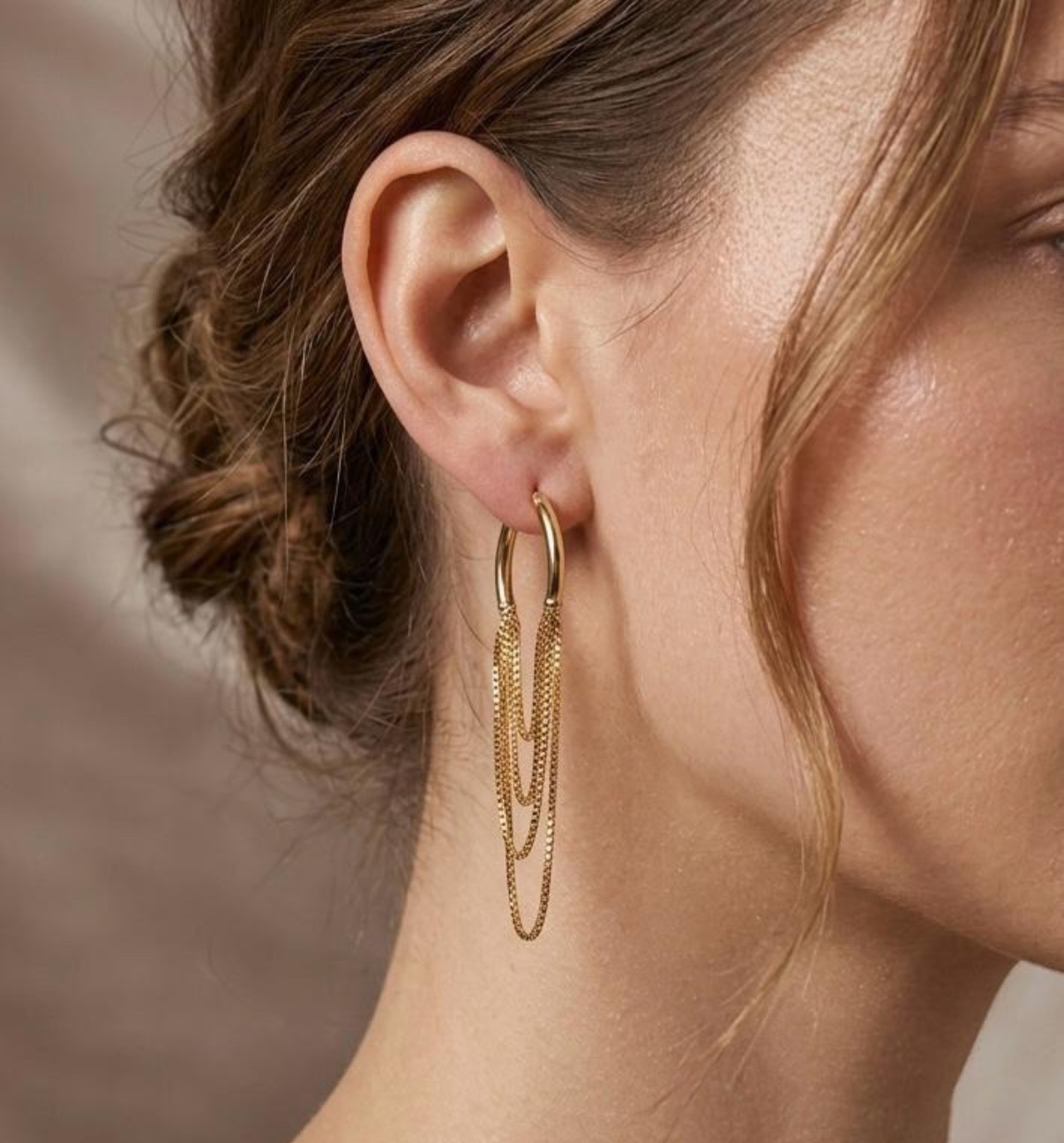 Long Earrings - Golden (FUER-3)