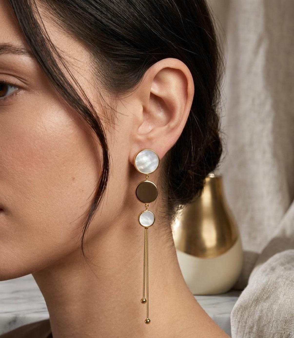 Long Earrings - Golden (FUER-36)