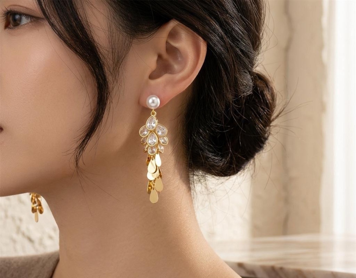 Long Earrings - Golden (FUER-37)