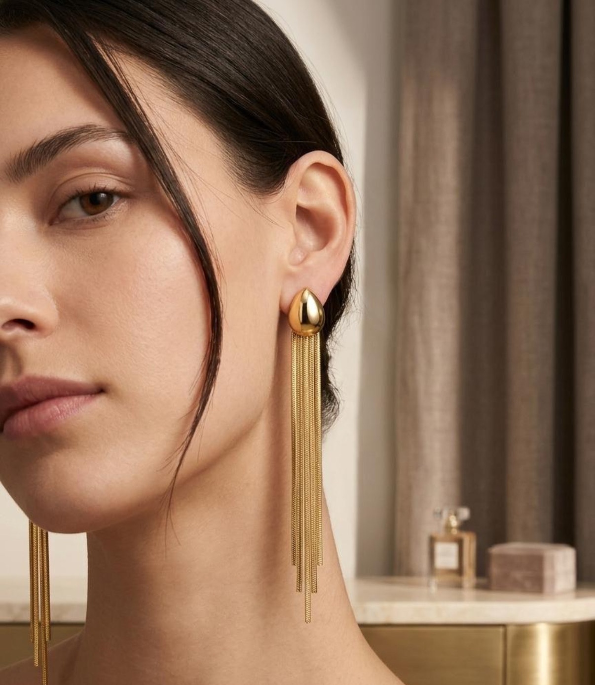 Long Earrings - Golden (FUER-43)