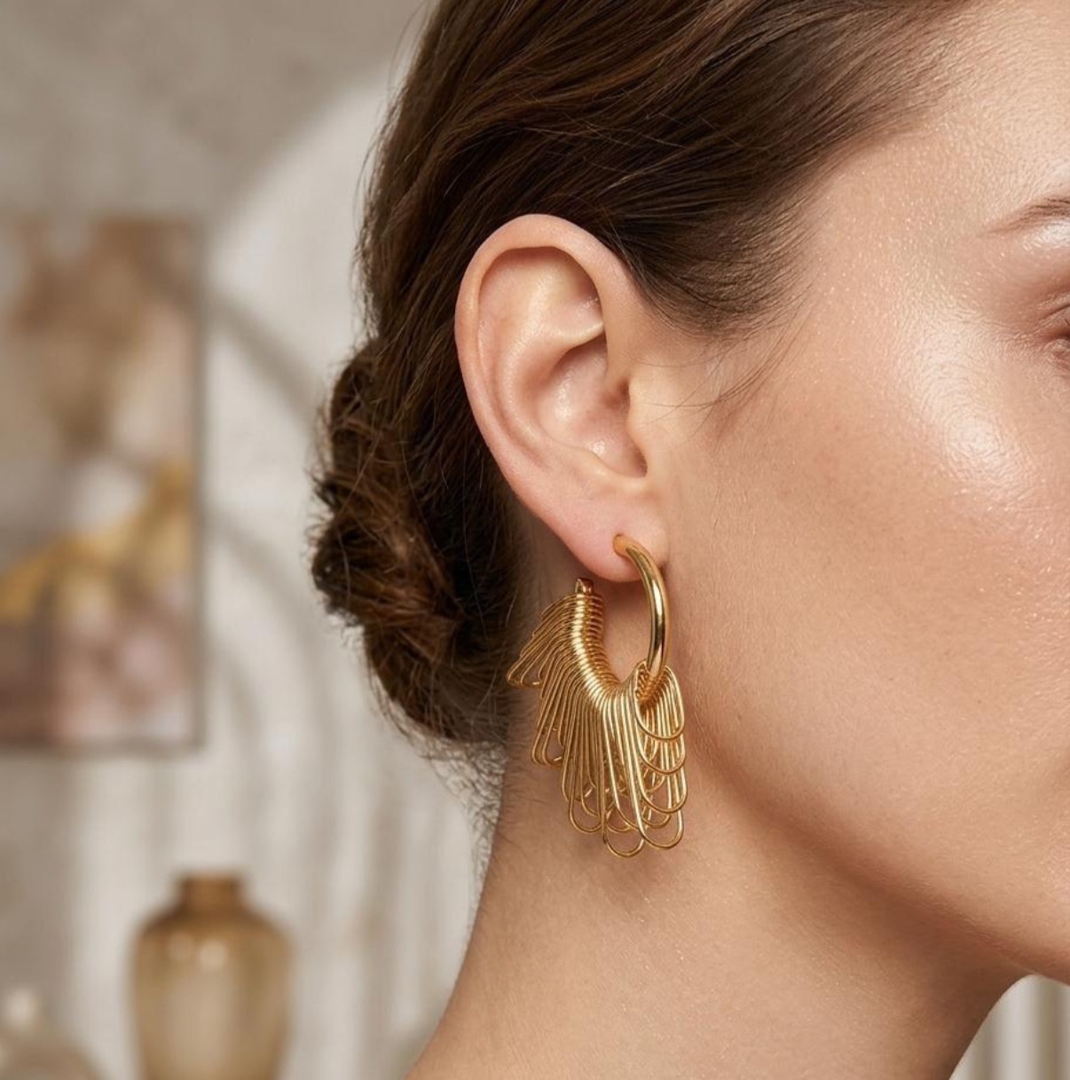 Long Earrings - Golden (FUER-44)